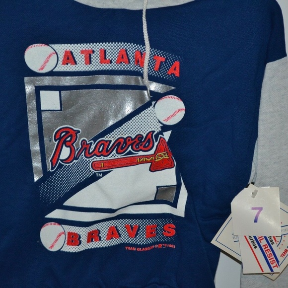 VTG 1993 Atlanta Braves Kids Sweatshirt Pants Set Sz 7 USA NWT Team Glasgow MLB - Picture 2 of 11